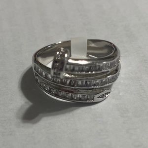 CZ and sterling double nail ring size 7